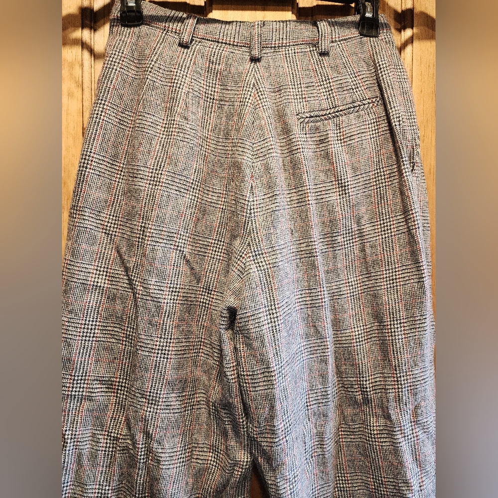 Vintage Rafaella 100% Wool Gray Plaid Trousers - Picture 4 of 5